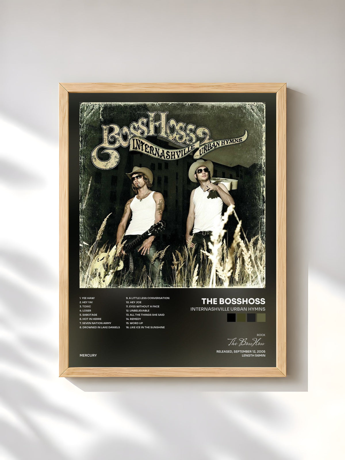 #bois Tableau de l'album Internashville Urban Hymns de The BossHoss, cadre en bois brut, imprimé et encadré en France