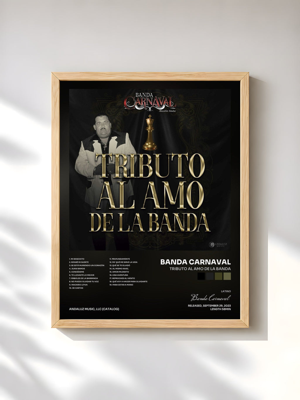 #bois Tableau de l'album Tributo Al Amo De La Banda de Banda Carnaval, cadre en bois brut, imprimé et encadré en France