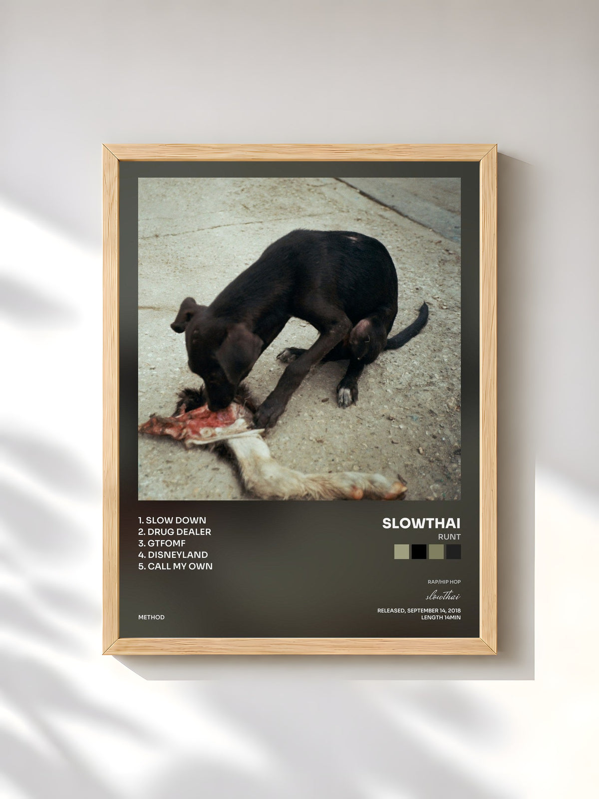 #bois Tableau de l'album RUNT de slowthai, cadre en bois brut, imprimé et encadré en France