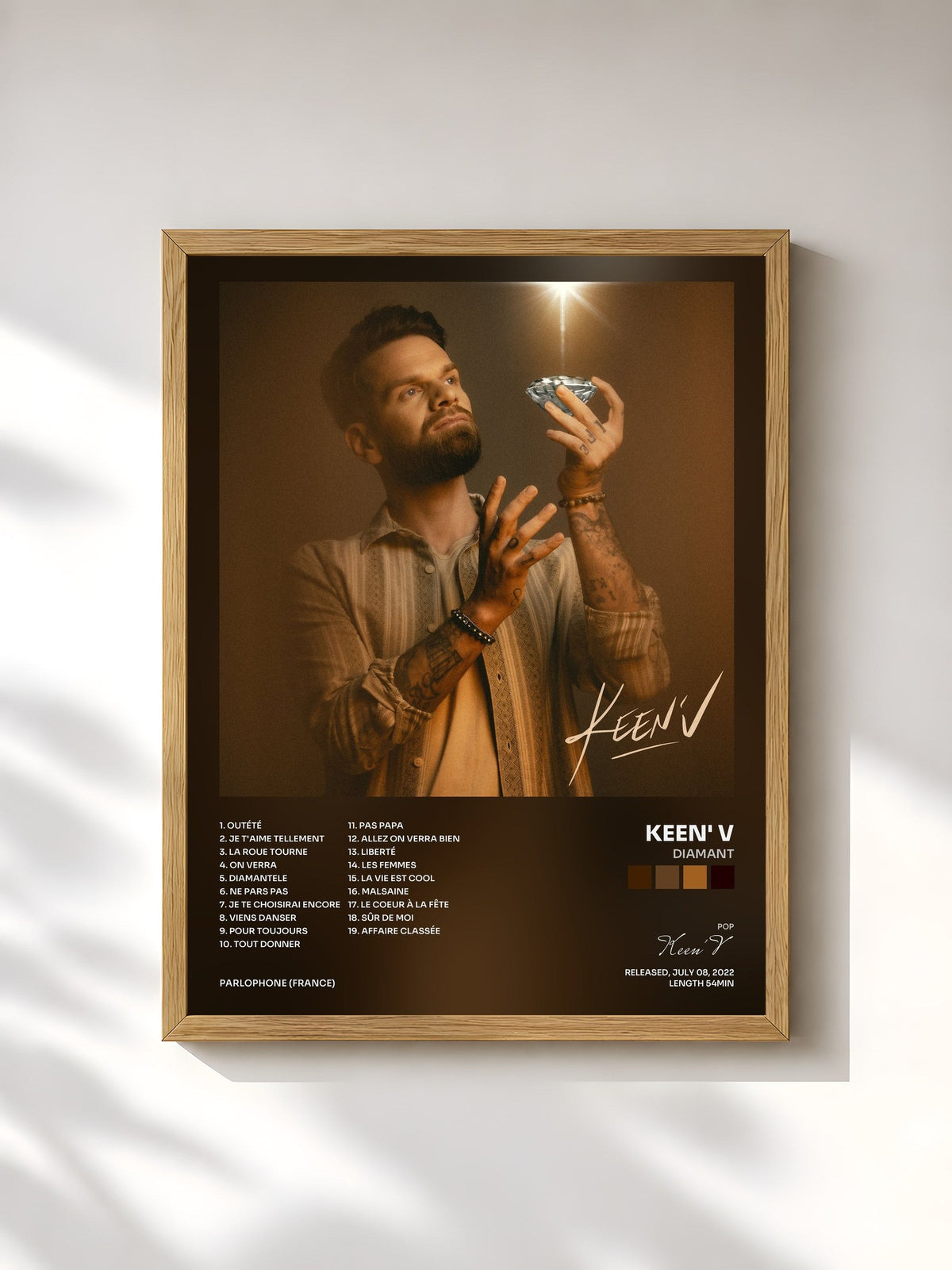 #bois Tableau de l'album Diamant de Keen' V, cadre en bois brut, imprimé et encadré en France