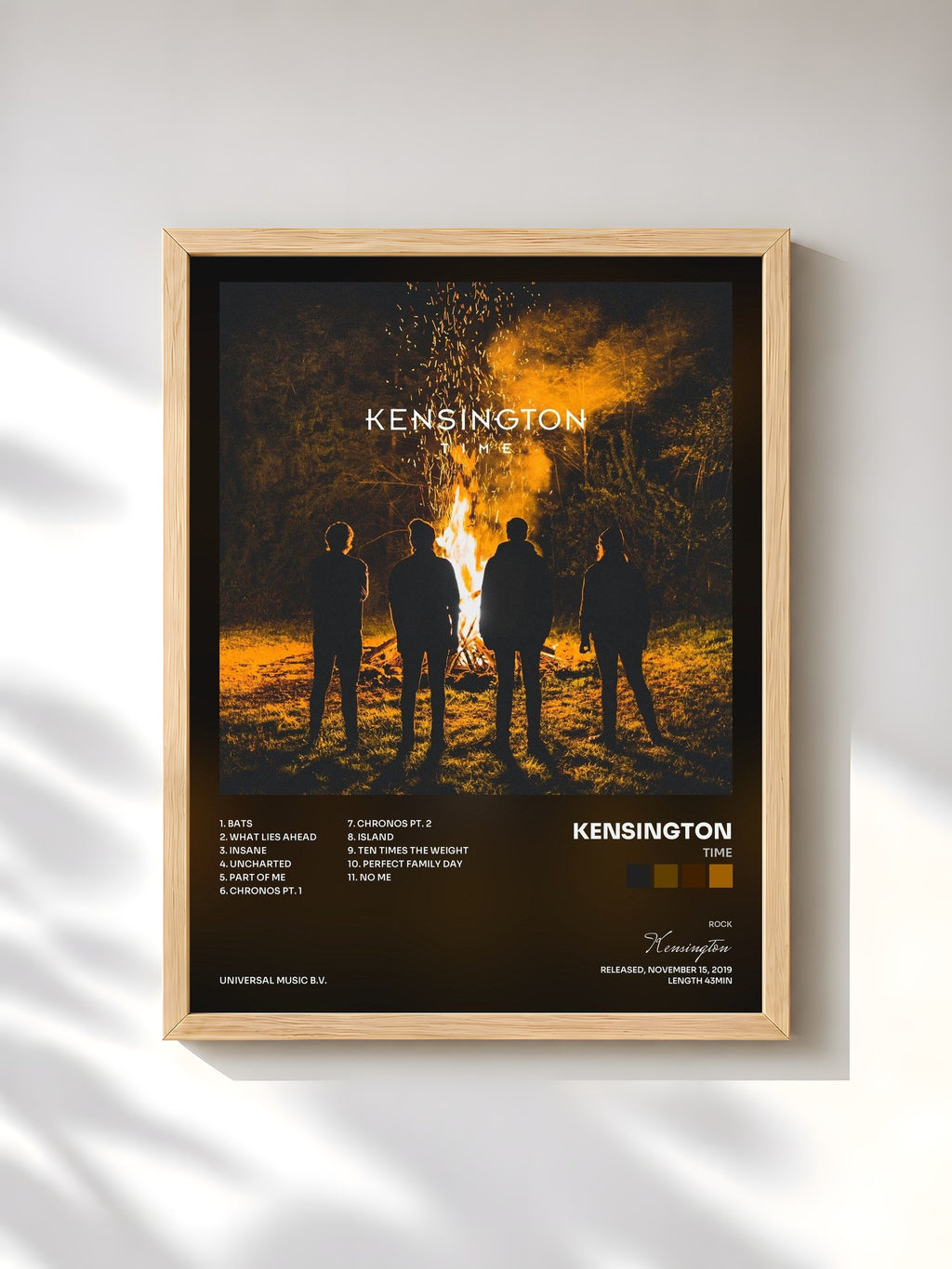 #bois Tableau de l'album Time de Kensington, cadre en bois brut, imprimé et encadré en France