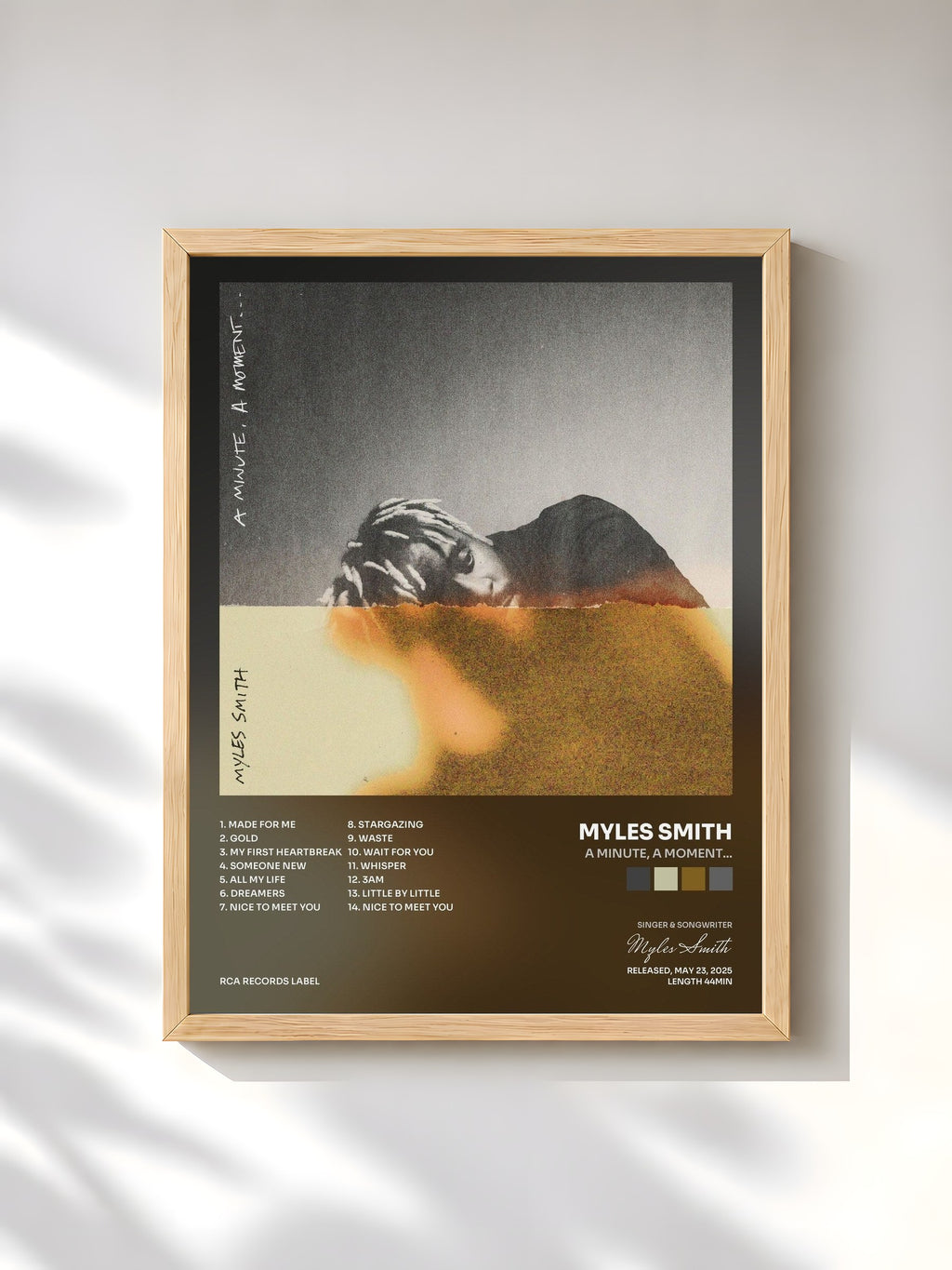 #bois Tableau de l'album A Minute, A Moment... de Myles Smith, cadre en bois brut, imprimé et encadré en France