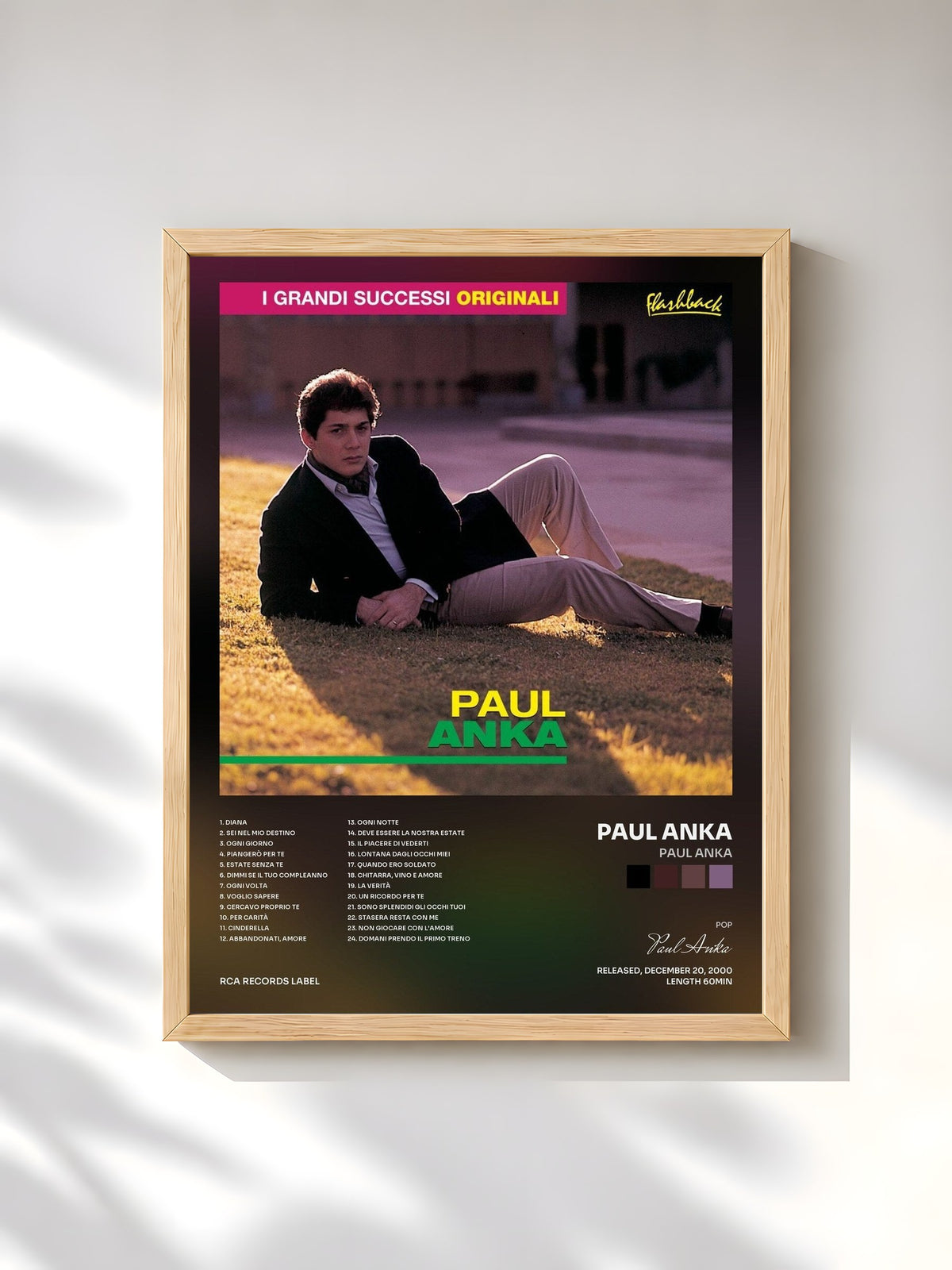 #bois Tableau de l'album Paul Anka de Paul Anka, cadre en bois brut, imprimé et encadré en France