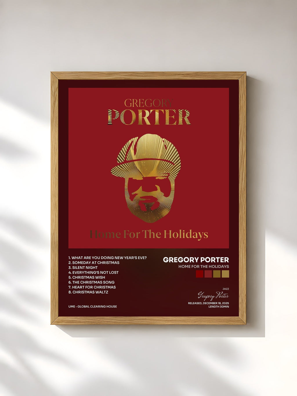 #bois Tableau de l'album Home For The Holidays de Gregory Porter, cadre en bois brut, imprimé et encadré en France