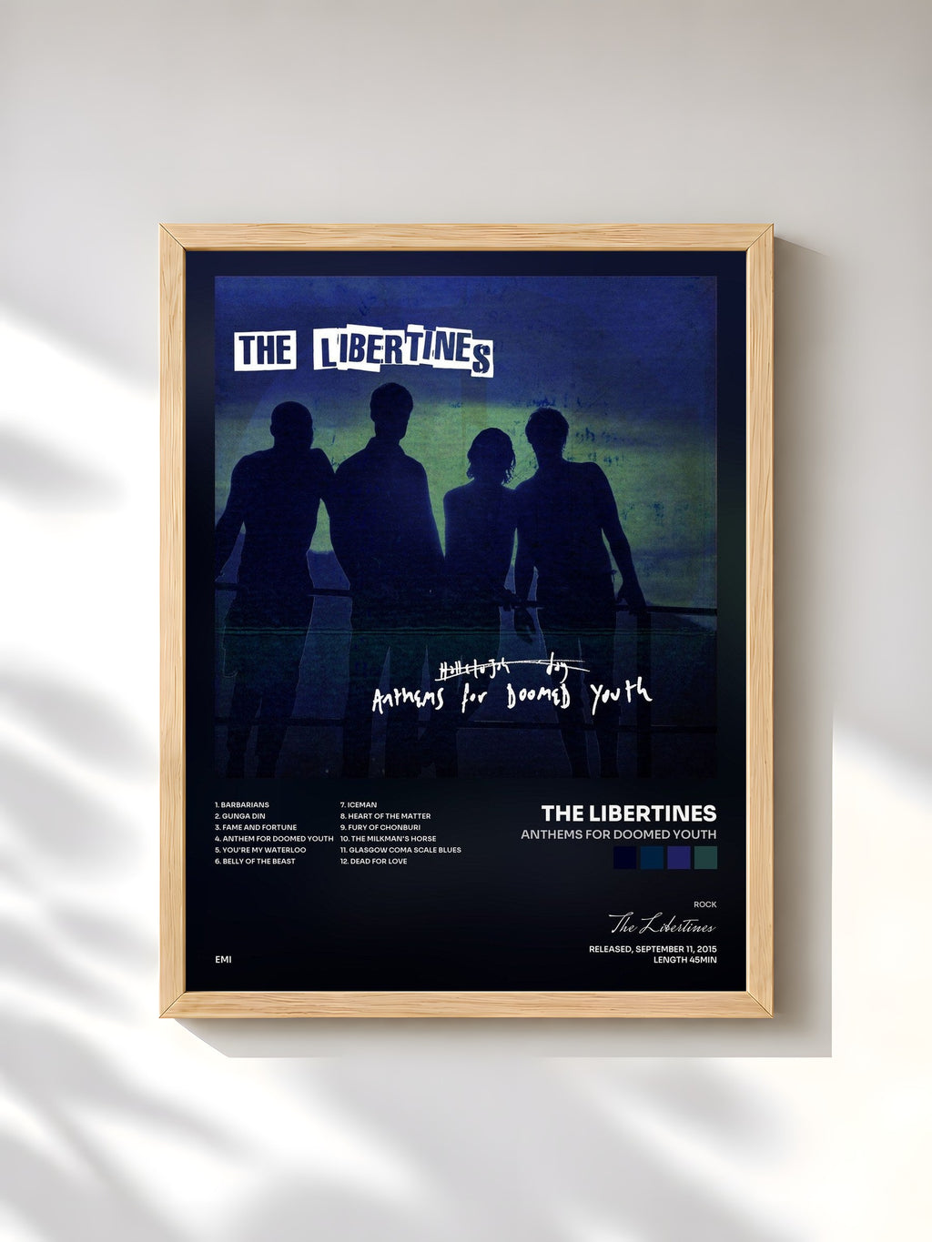 #bois Tableau de l'album Anthems For Doomed Youth de The Libertines, cadre en bois brut, imprimé et encadré en France