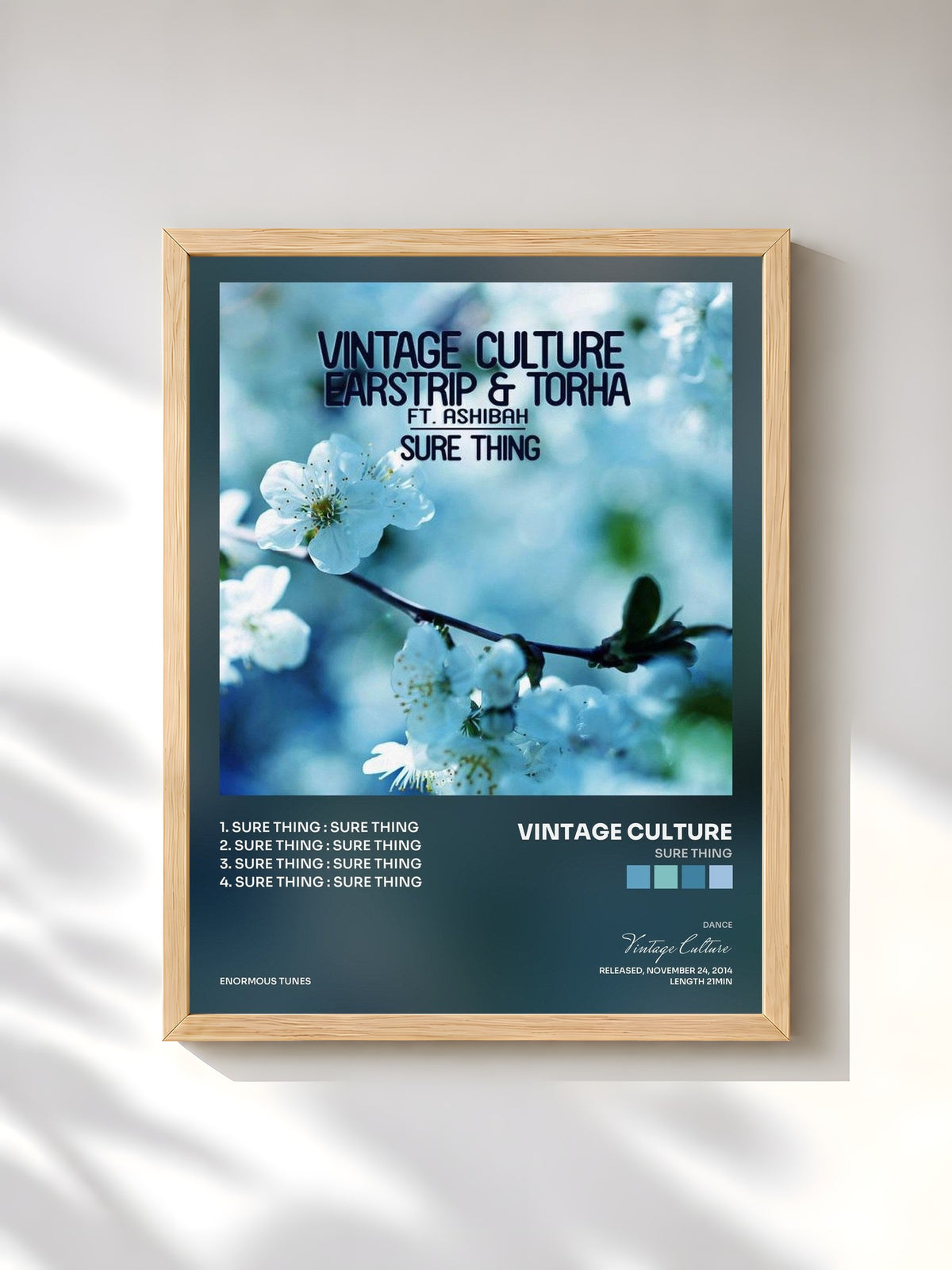 #bois Tableau de l'album Sure Thing de Vintage Culture, cadre en bois brut, imprimé et encadré en France