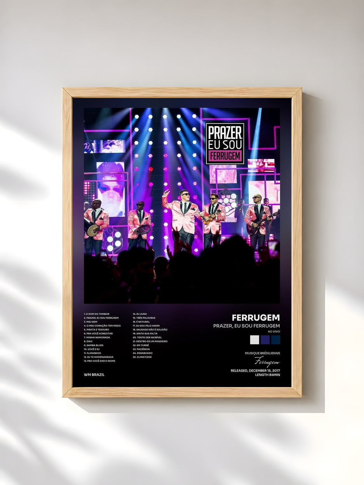 #bois Tableau de l'album Prazer, eu sou Ferrugem (Ao vivo) de Ferrugem, cadre en bois brut, imprimé et encadré en France