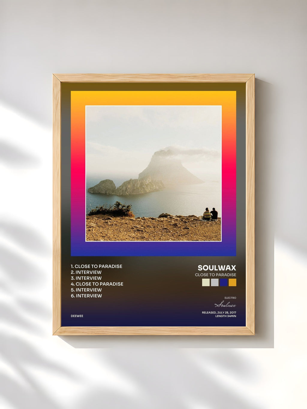 #bois Tableau de l'album Close to Paradise de Soulwax, cadre en bois brut, imprimé et encadré en France