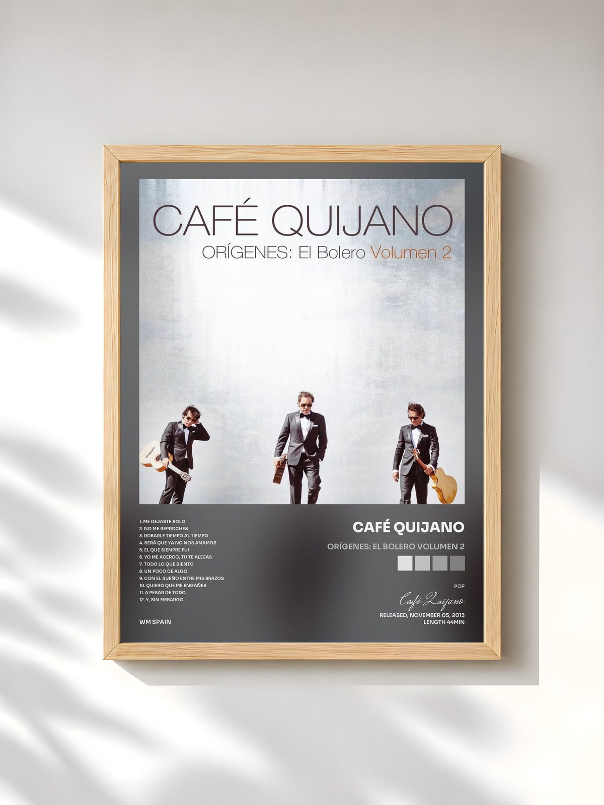#bois Tableau de l'album Orígenes: El Bolero Volumen 2 de Café Quijano, cadre en bois brut, imprimé et encadré en France