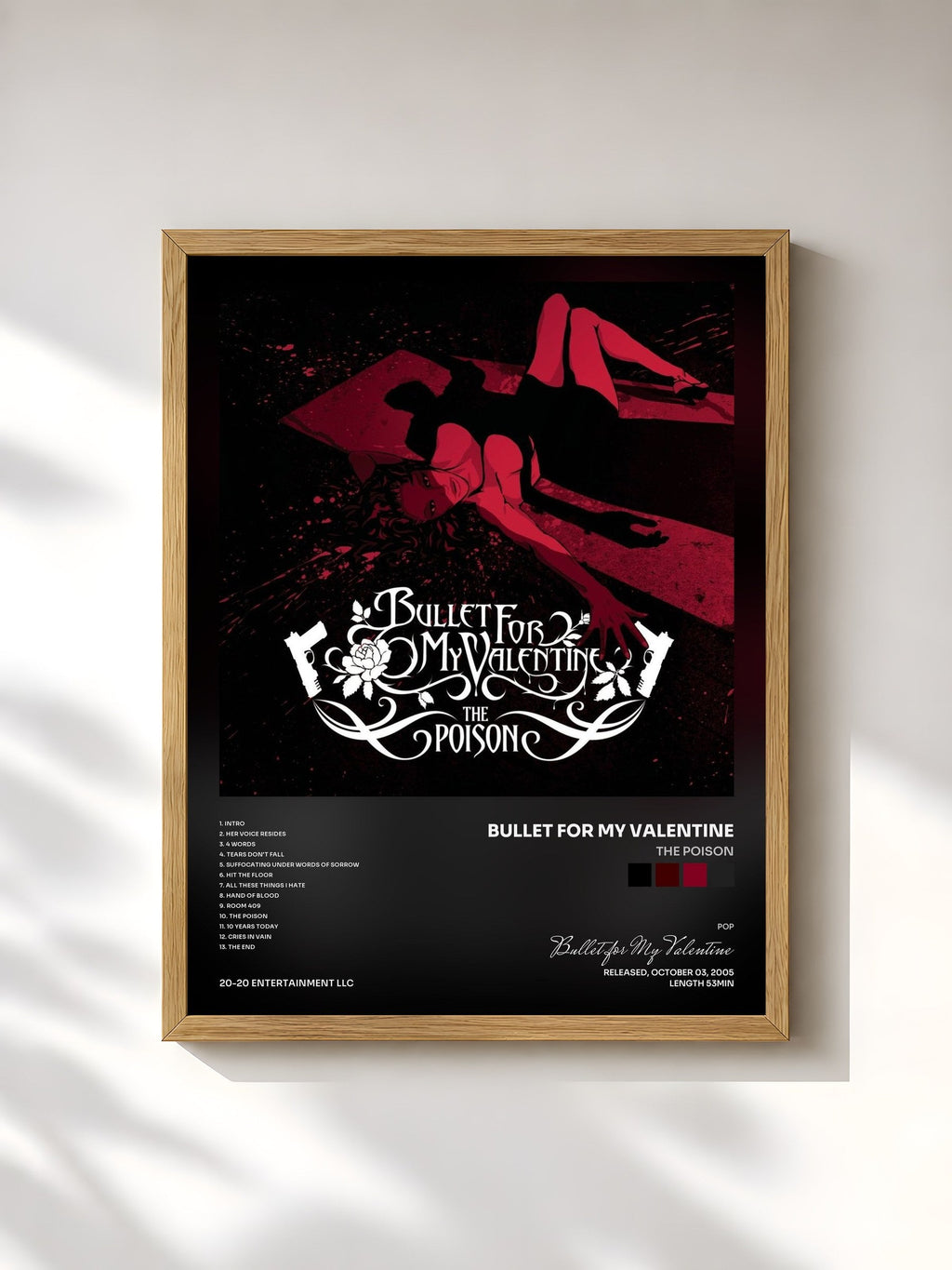 #bois Tableau de l'album The Poison de Bullet for My Valentine, cadre en bois brut, imprimé et encadré en France