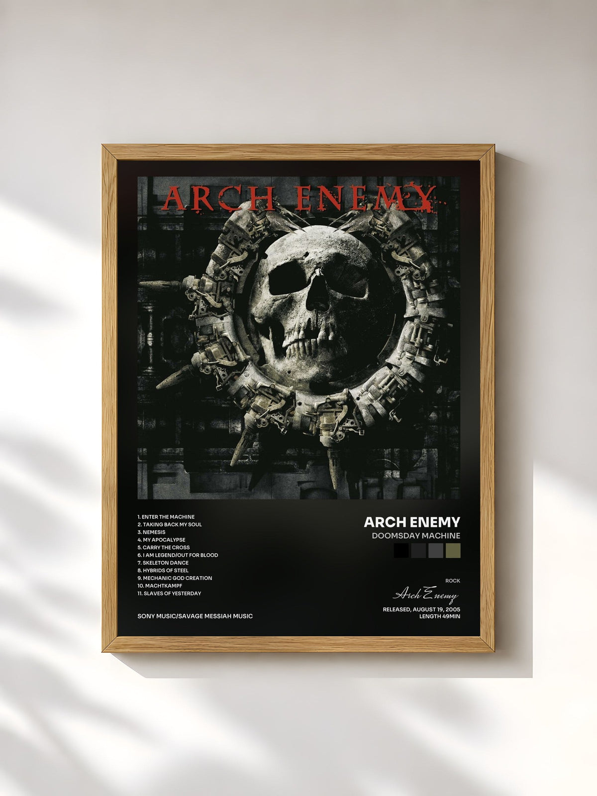 #bois Tableau de l'album Doomsday Machine de Arch Enemy, cadre en bois brut, imprimé et encadré en France
