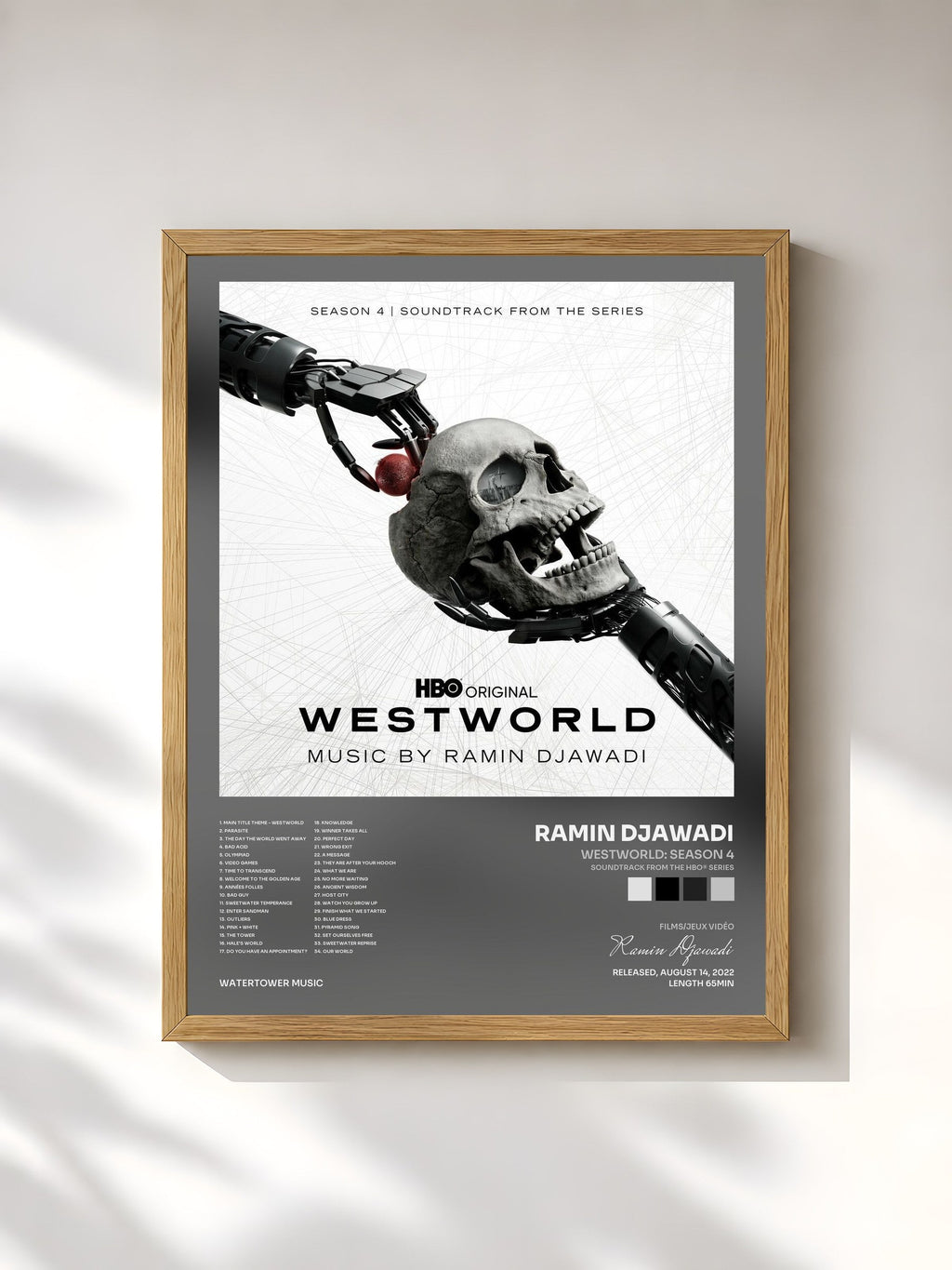 #bois Tableau de l'album Westworld: Season 4 (Soundtrack from the HBO® Series) de Ramin Djawadi, cadre en bois brut, imprimé et encadré en France