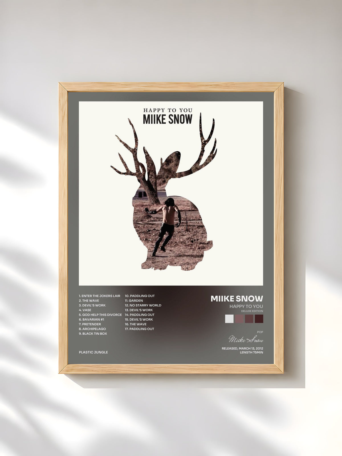 #bois Tableau de l'album Happy To You (Deluxe Edition) de Miike Snow, cadre en bois brut, imprimé et encadré en France