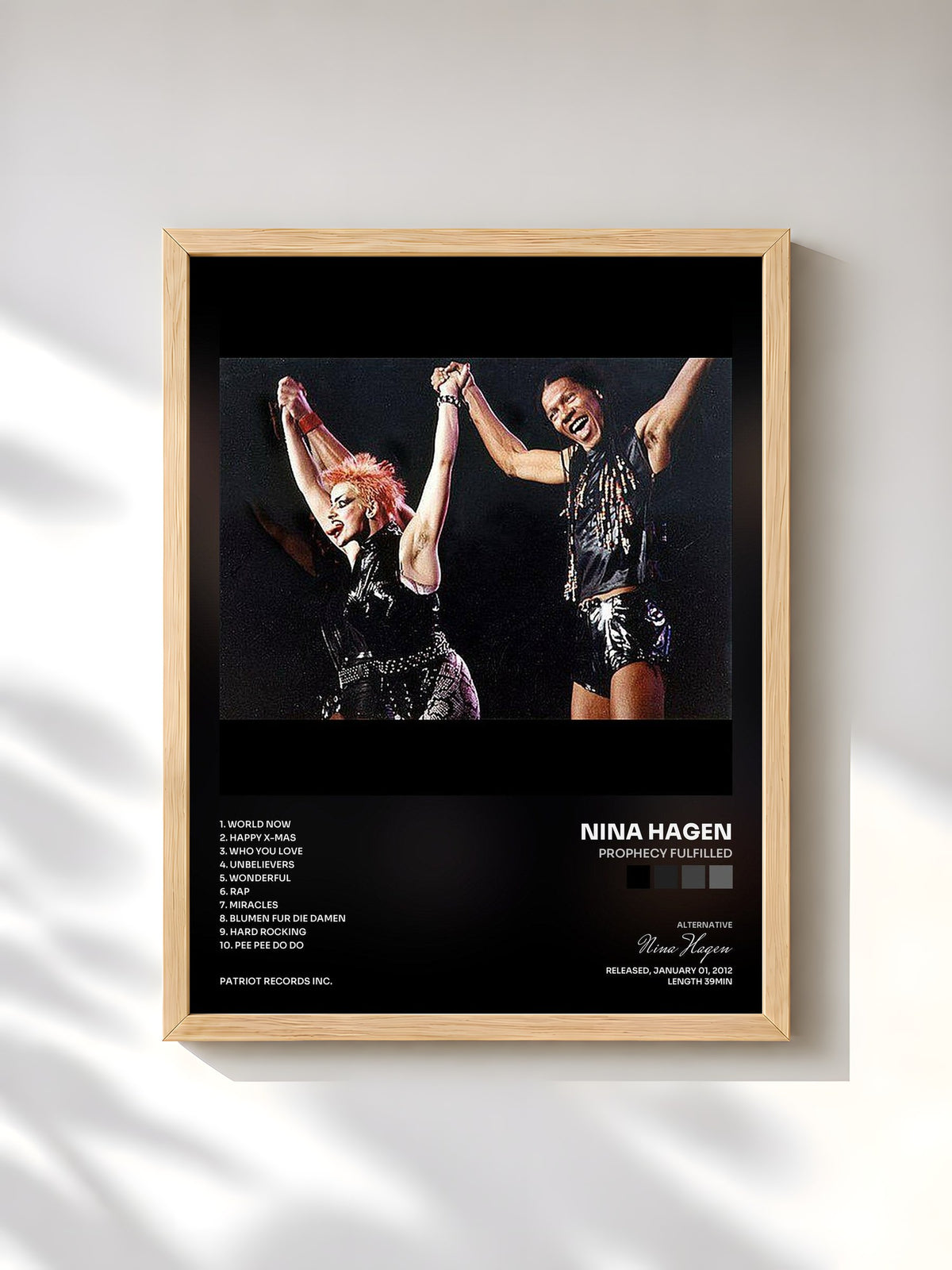 #bois Tableau de l'album Prophecy Fulfilled de Nina Hagen, cadre en bois brut, imprimé et encadré en France