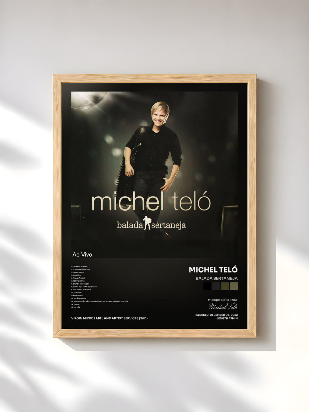 #bois Tableau de l'album Balada Sertaneja de Michel Teló, cadre en bois brut, imprimé et encadré en France