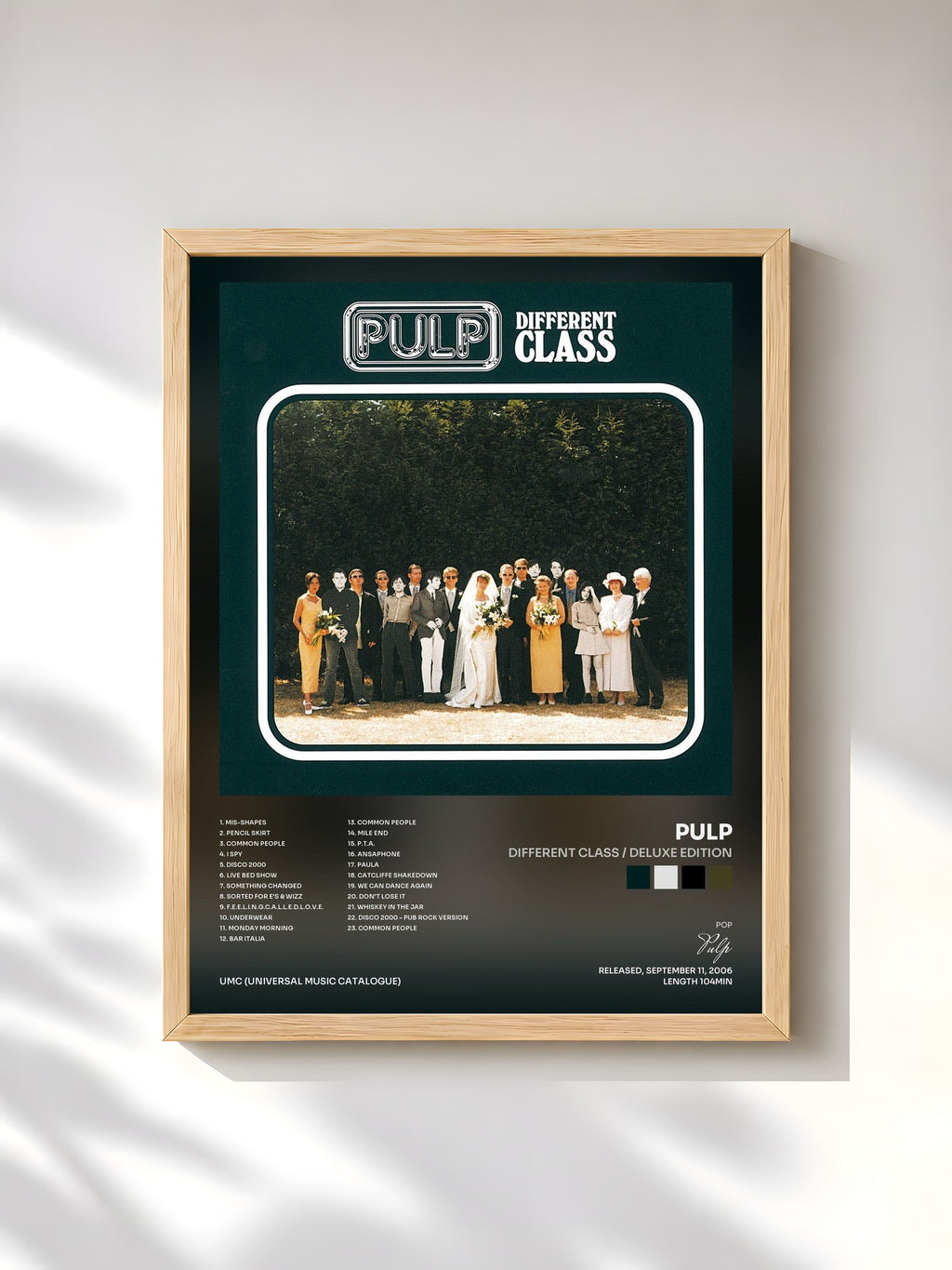 #bois Tableau de l'album Different Class / Deluxe Edition de Pulp, cadre en bois brut, imprimé et encadré en France