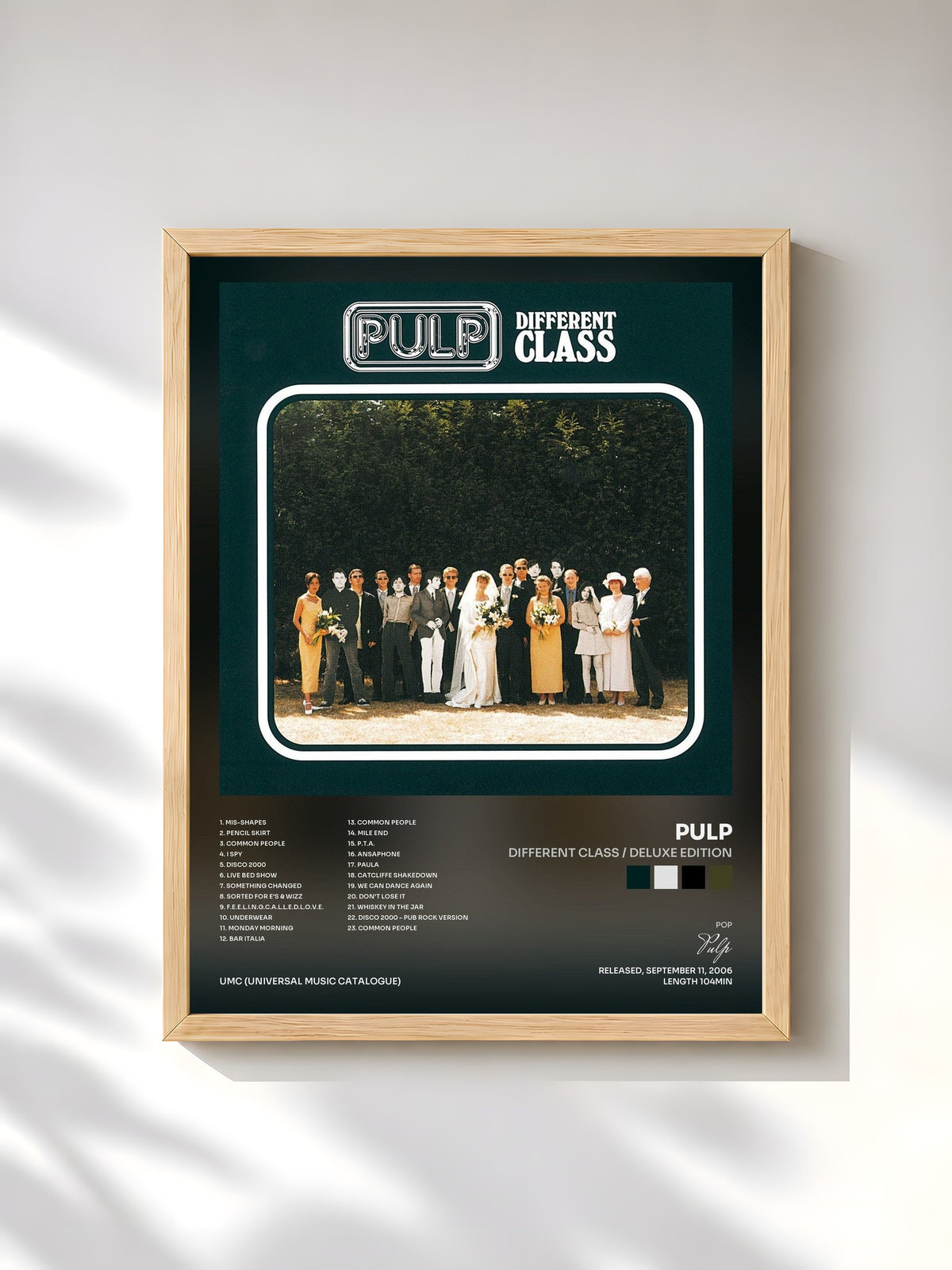 #bois Tableau de l'album Different Class / Deluxe Edition de Pulp, cadre en bois brut, imprimé et encadré en France