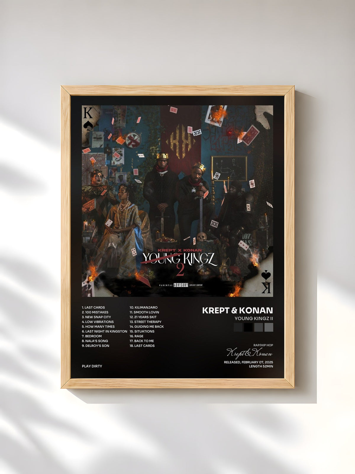 #bois Tableau de l'album Young Kingz II de Krept & Konan, cadre en bois brut, imprimé et encadré en France