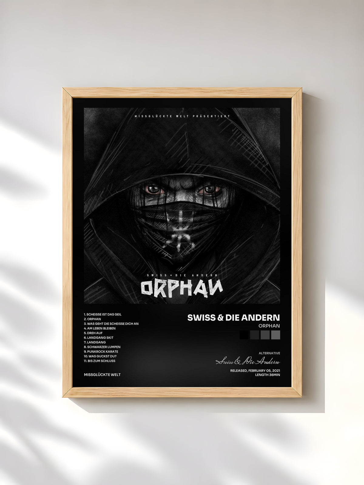 #bois Tableau de l'album Orphan de Swiss & Die Andern, cadre en bois brut, imprimé et encadré en France