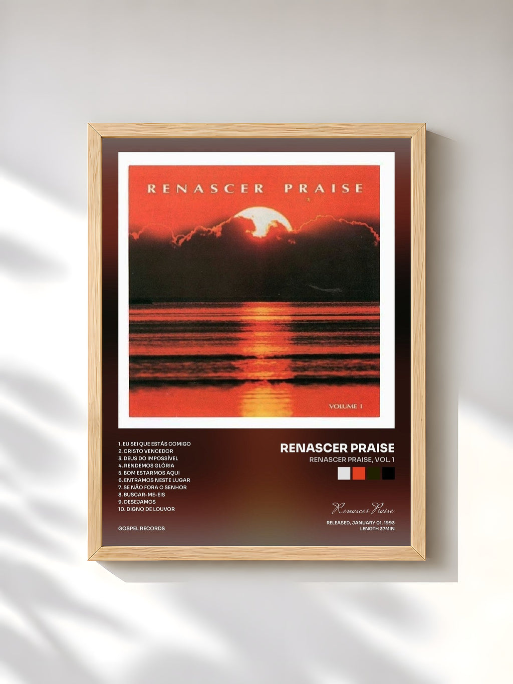 #bois Tableau de l'album Renascer Praise, Vol. 1 de Renascer Praise, cadre en bois brut, imprimé et encadré en France