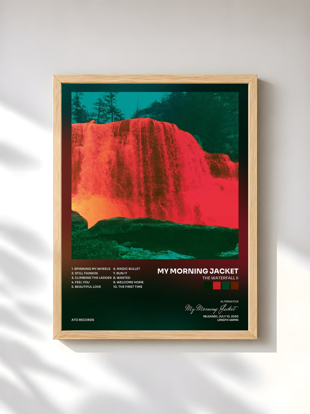#bois Tableau de l'album The Waterfall II de My Morning Jacket, cadre en bois brut, imprimé et encadré en France
