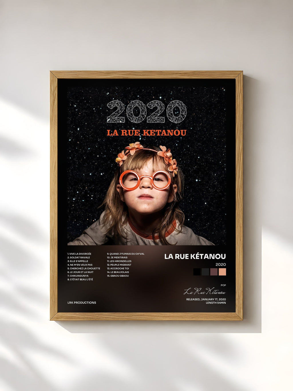 #bois Tableau de l'album 2020 de La Rue Kétanou, cadre en bois brut, imprimé et encadré en France