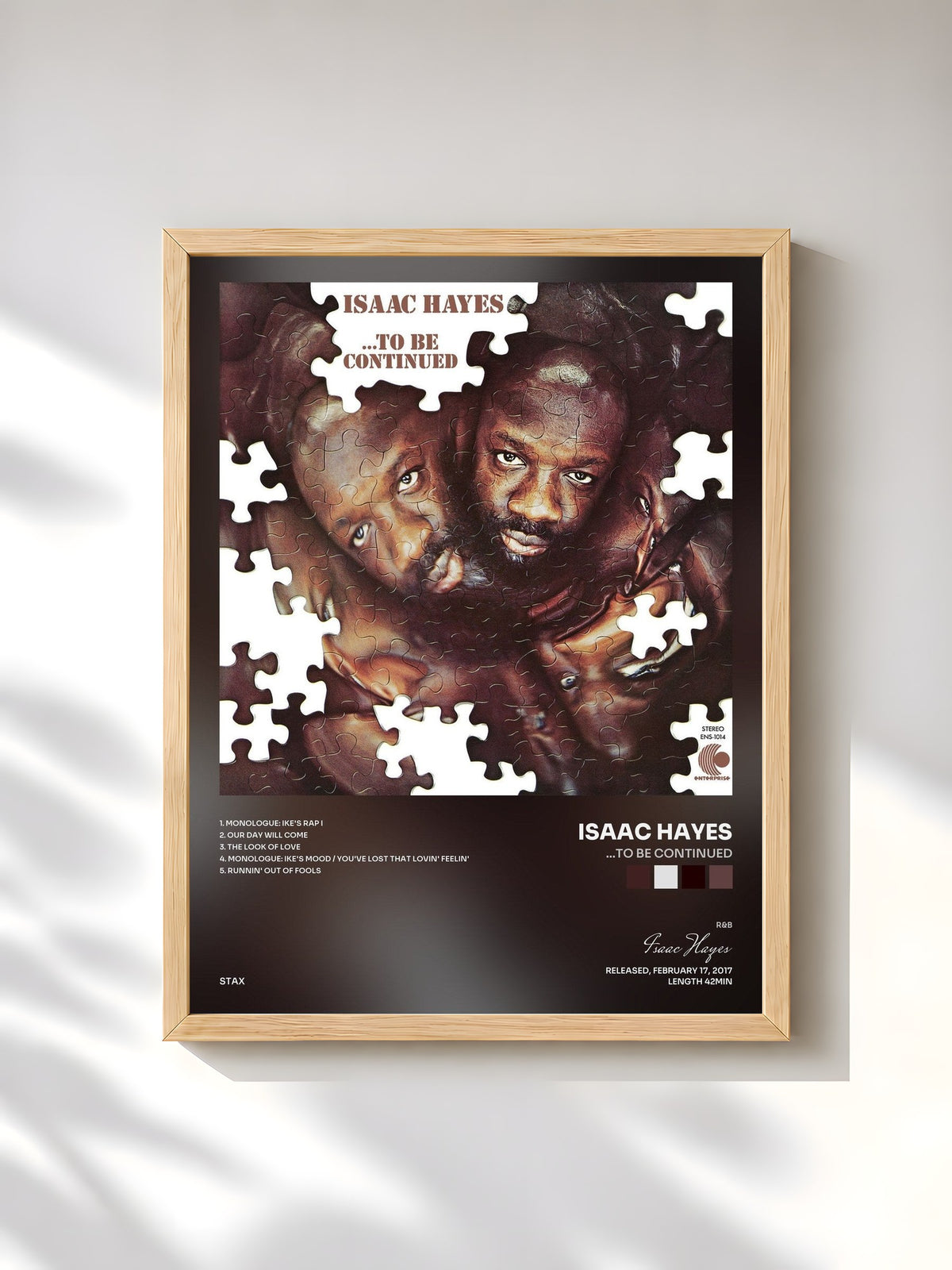 #bois Tableau de l'album ...To Be Continued de Isaac Hayes, cadre en bois brut, imprimé et encadré en France