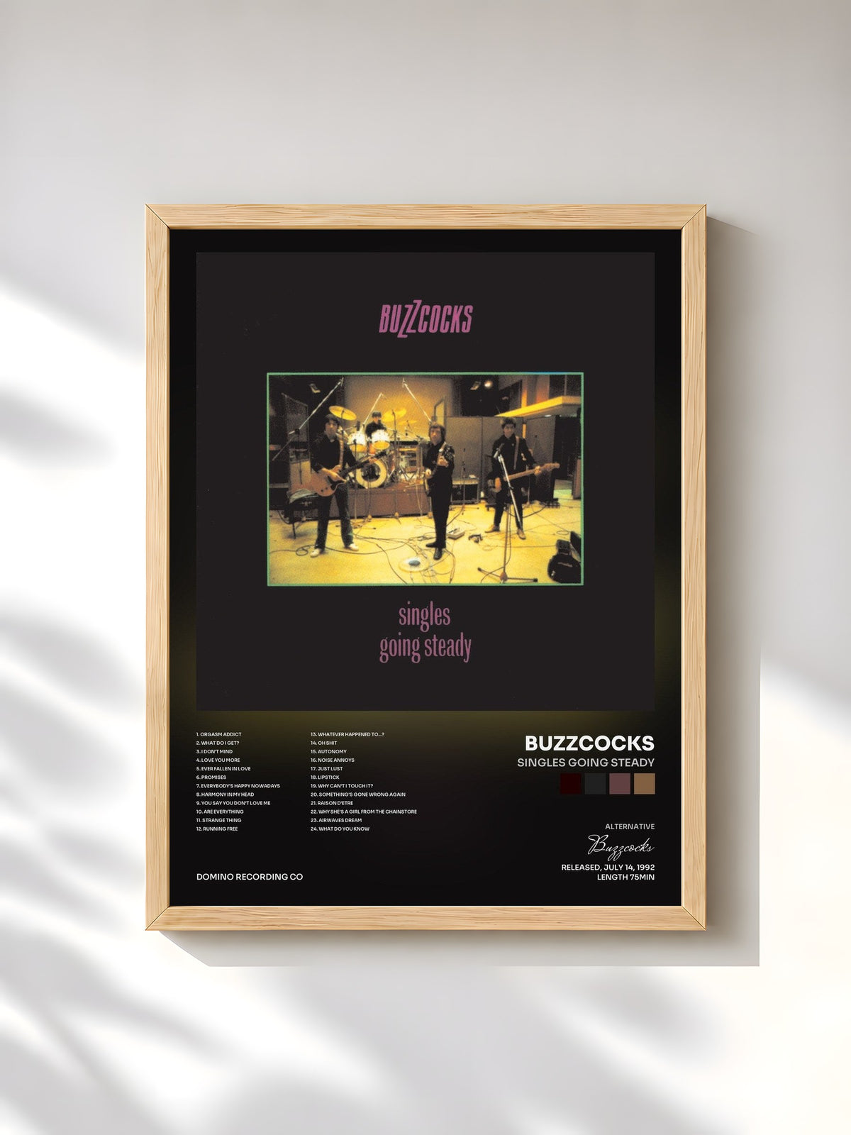 #bois Tableau de l'album Singles Going Steady de Buzzcocks, cadre en bois brut, imprimé et encadré en France