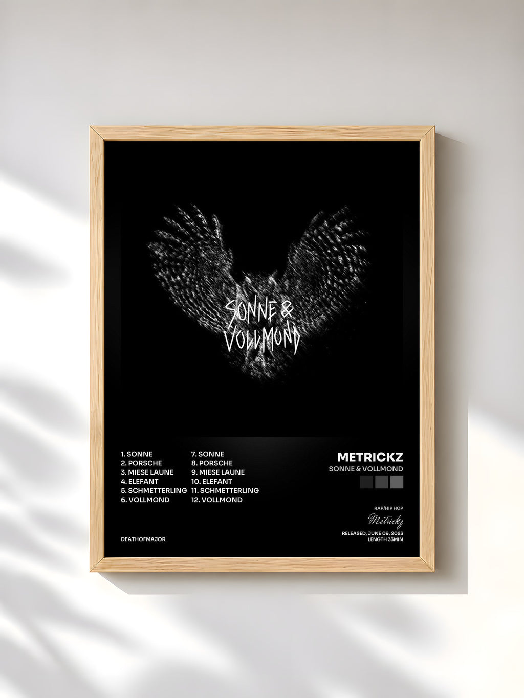#bois Tableau de l'album Sonne & Vollmond de Metrickz, cadre en bois brut, imprimé et encadré en France