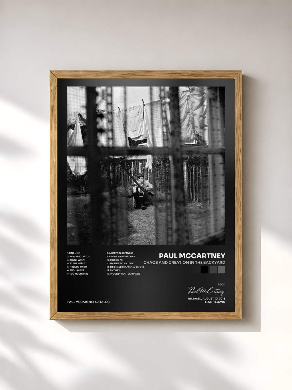 #bois Tableau de l'album Chaos And Creation In The Backyard de Paul McCartney, cadre en bois brut, imprimé et encadré en France