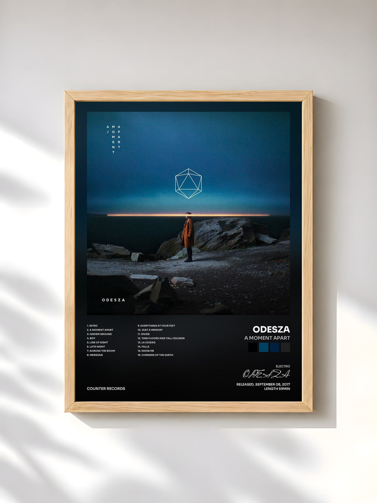 #bois Tableau de l'album A Moment Apart de ODESZA, cadre en bois brut, imprimé et encadré en France