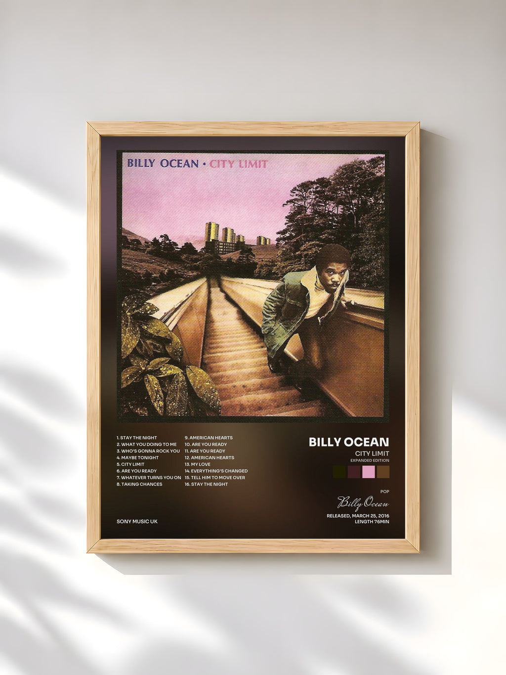 #bois Tableau de l'album City Limit (Expanded Edition) de Billy Ocean, cadre en bois brut, imprimé et encadré en France