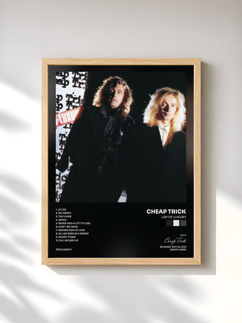 #bois Tableau de l'album Lap Of Luxury de Cheap Trick, cadre en bois brut, imprimé et encadré en France