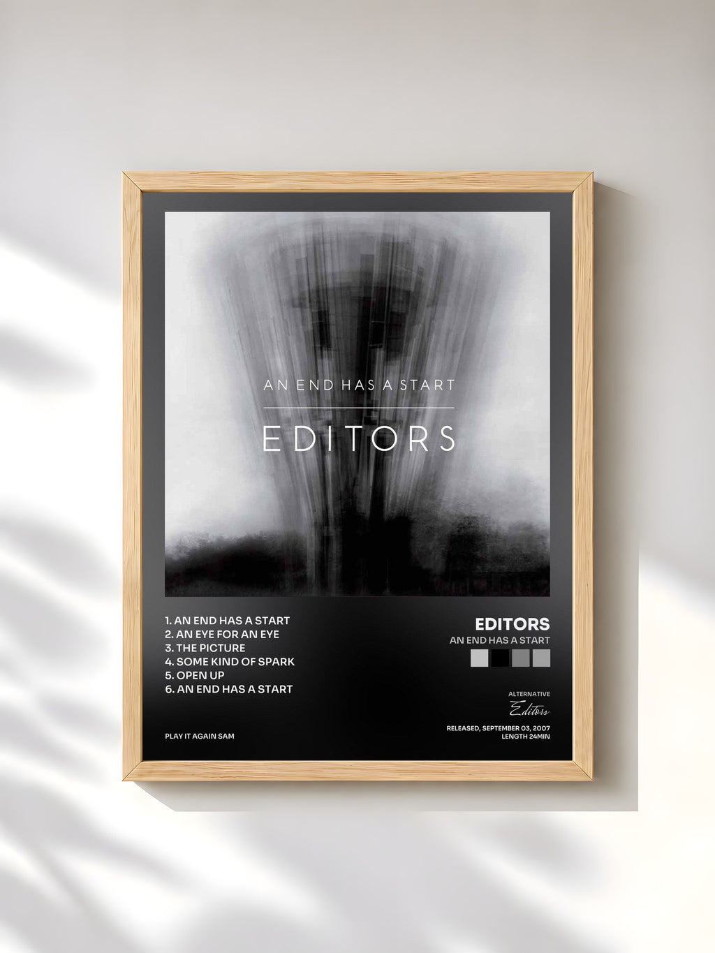 #bois Tableau de l'album An End Has A Start de Editors, cadre en bois brut, imprimé et encadré en France