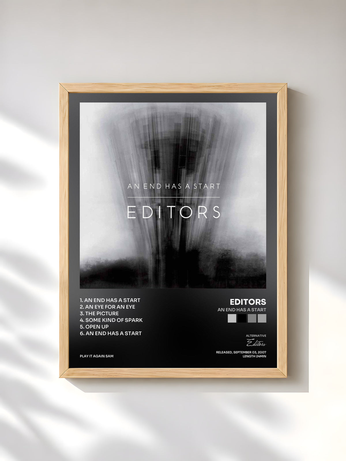 #bois Tableau de l'album An End Has A Start de Editors, cadre en bois brut, imprimé et encadré en France