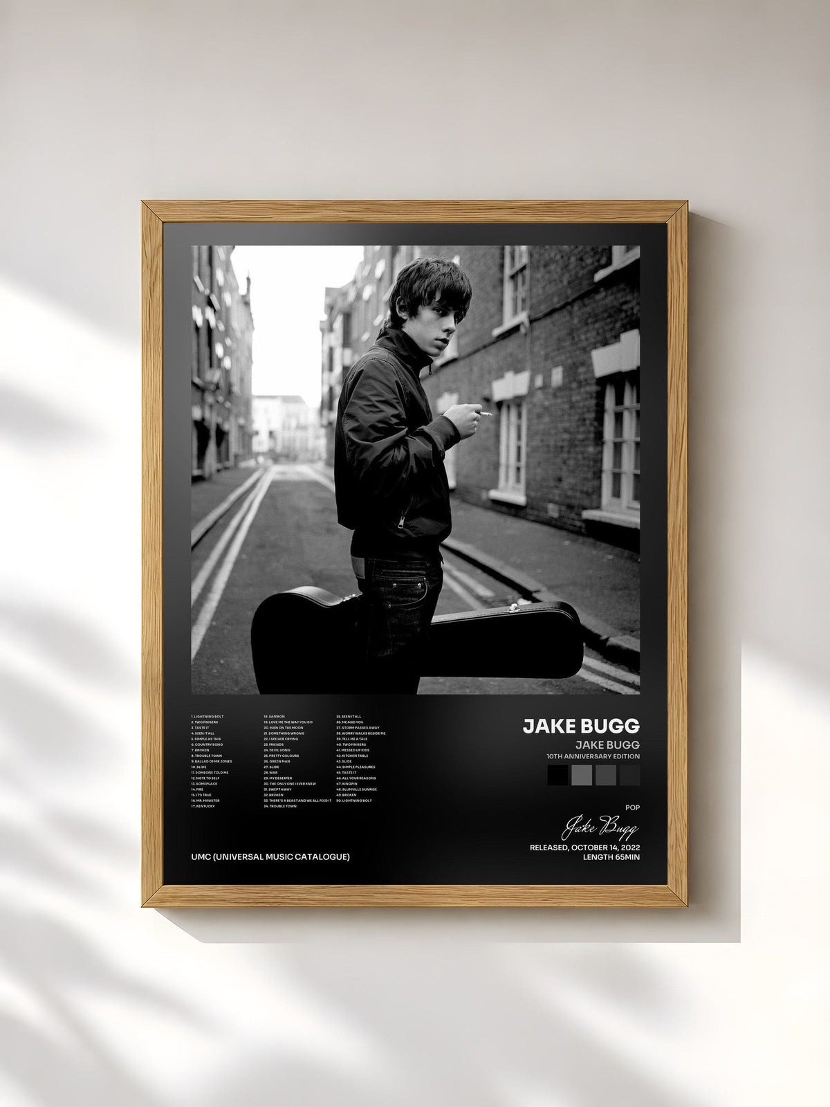 #bois Tableau de l'album Jake Bugg (10th Anniversary Edition) de Jake Bugg, cadre en bois brut, imprimé et encadré en France