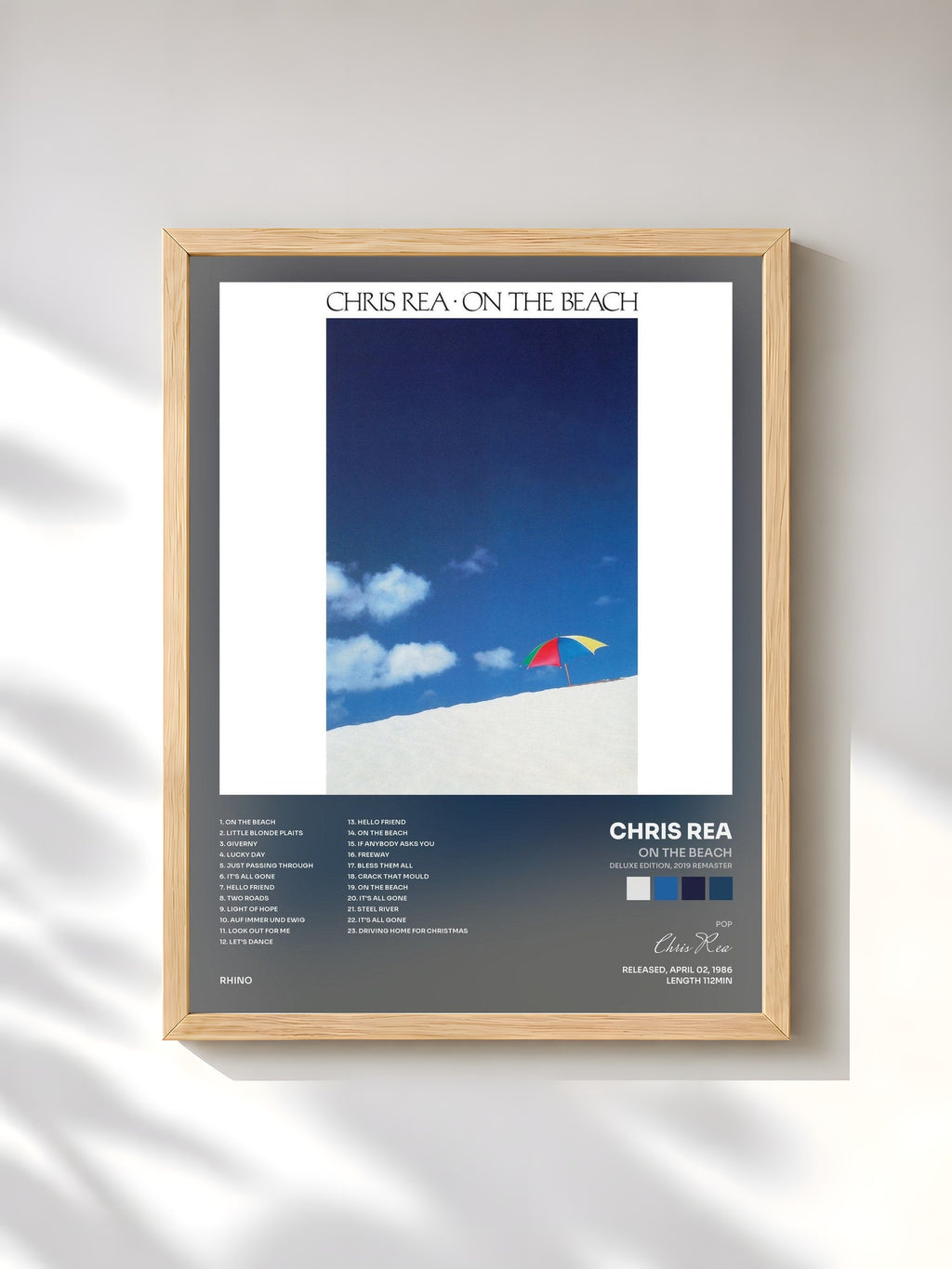 #bois Tableau de l'album On the Beach (Deluxe Edition, 2019 Remaster) de Chris Rea, cadre en bois brut, imprimé et encadré en France