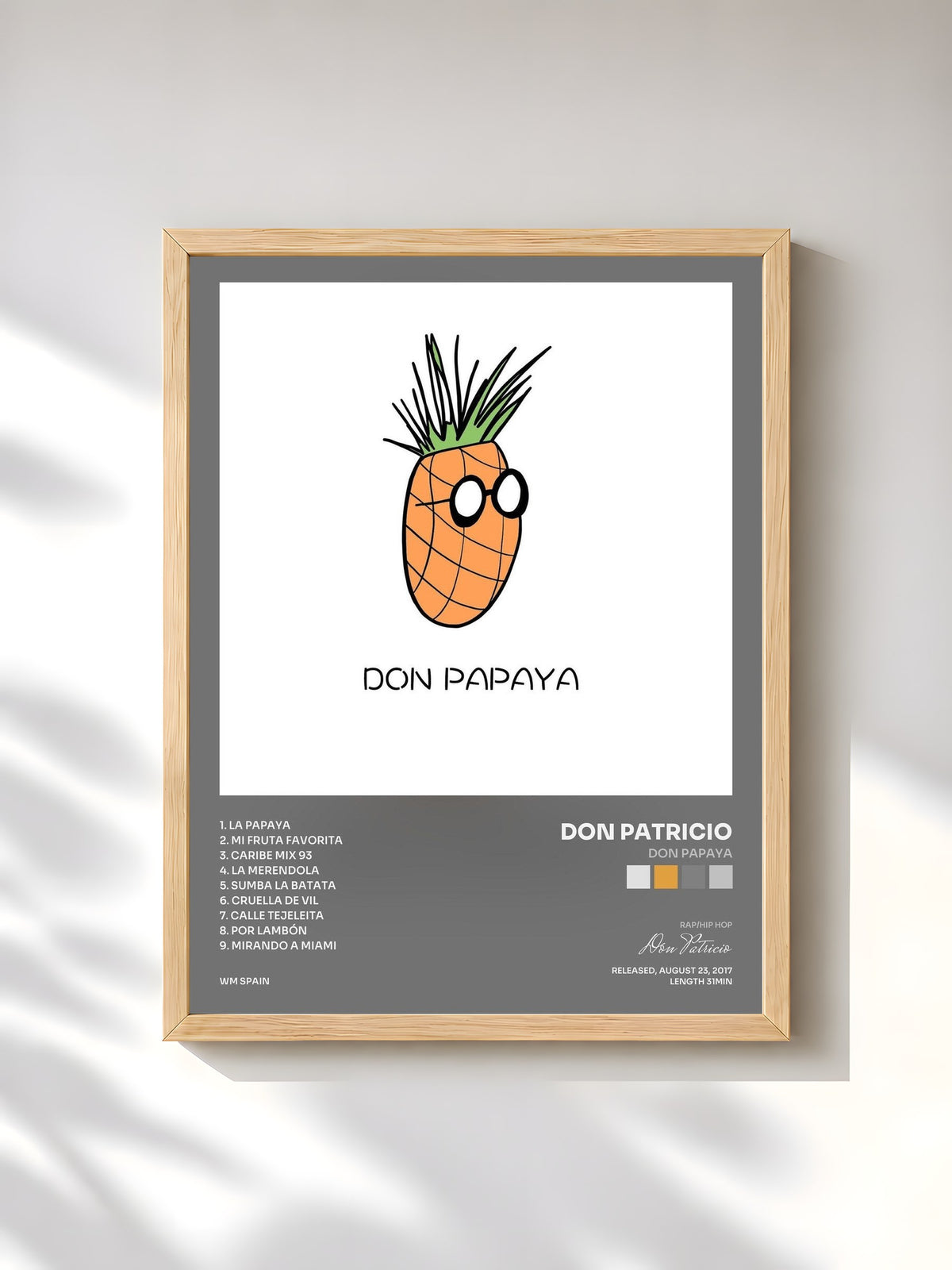 #bois Tableau de l'album Don Papaya de Don Patricio, cadre en bois brut, imprimé et encadré en France