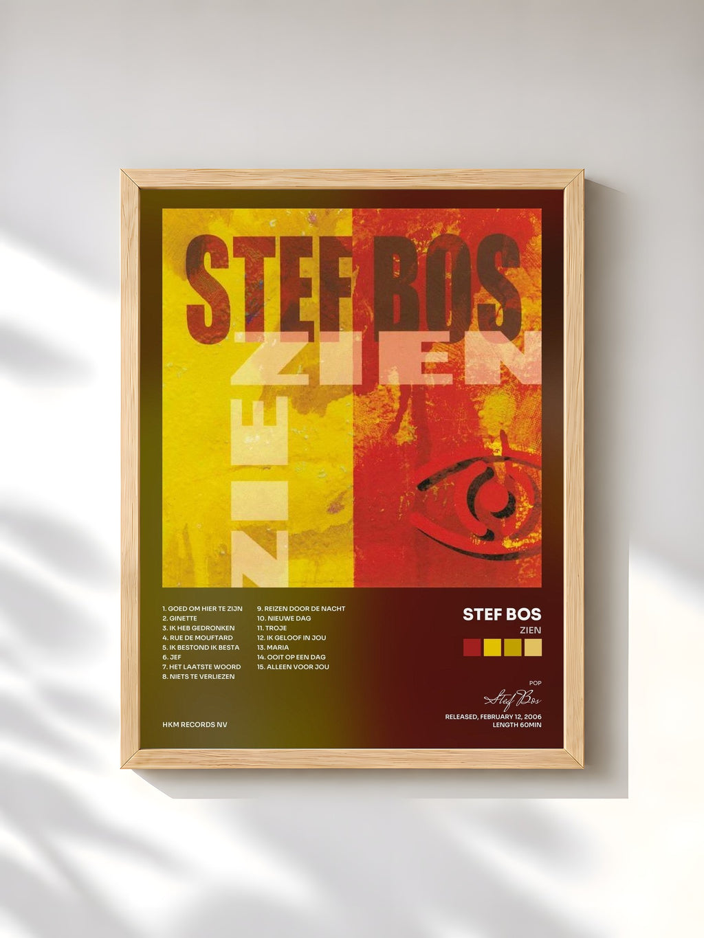 #bois Tableau de l'album Zien de Stef Bos, cadre en bois brut, imprimé et encadré en France