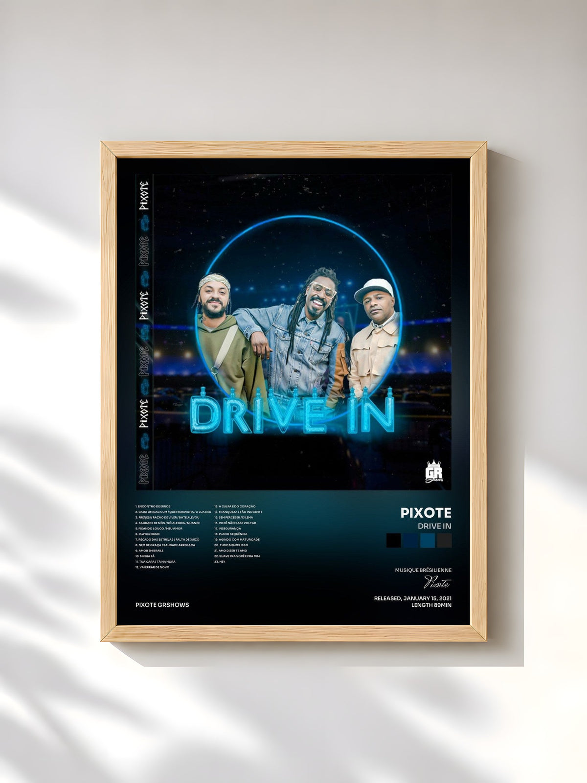 #bois Tableau de l'album Drive In de Pixote, cadre en bois brut, imprimé et encadré en France