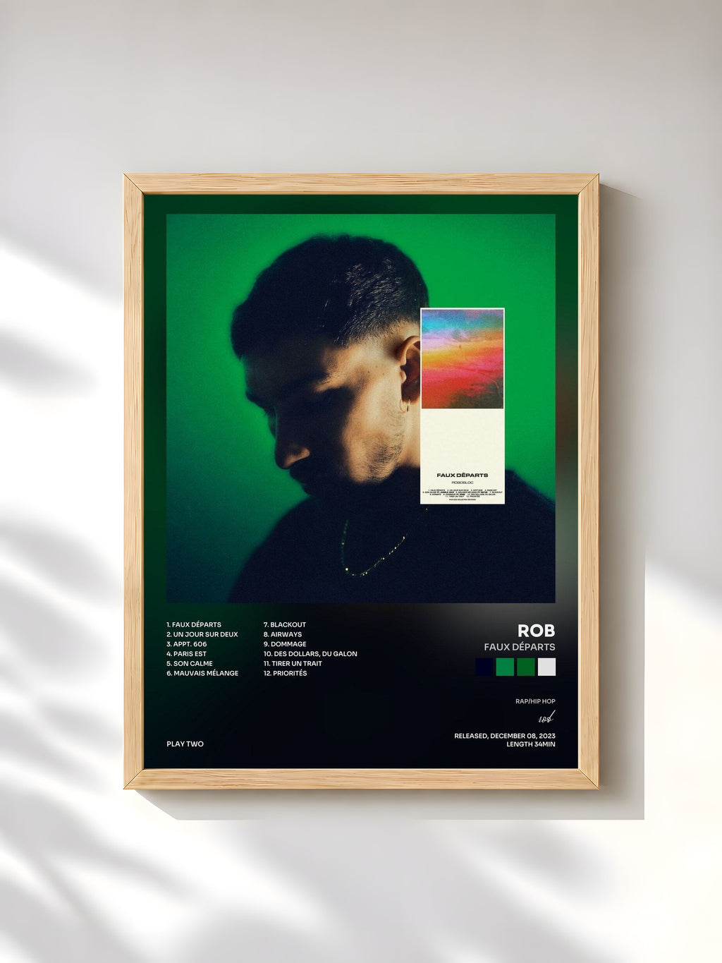 #bois Tableau de l'album Faux départs de rob, cadre en bois brut, imprimé et encadré en France