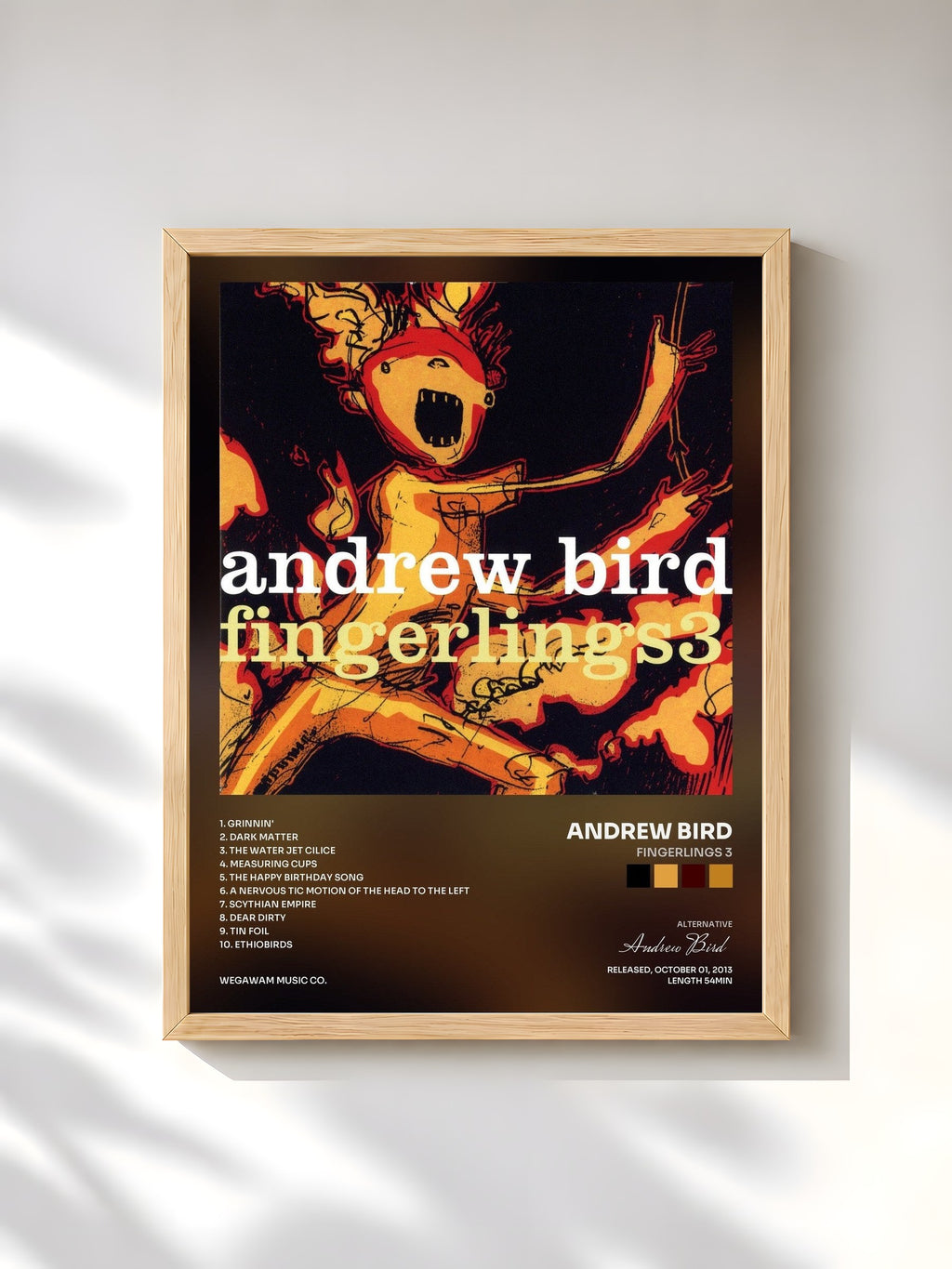 #bois Tableau de l'album Fingerlings 3 de Andrew Bird, cadre en bois brut, imprimé et encadré en France