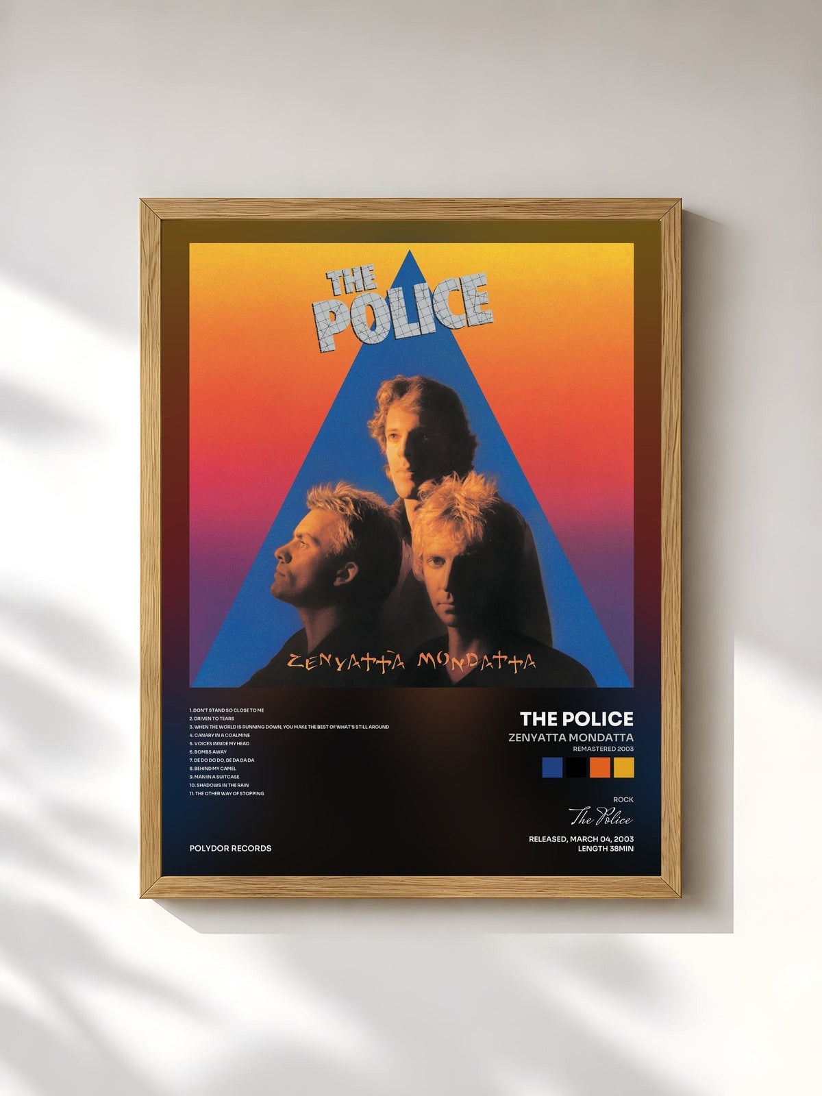 #bois Tableau de l'album Zenyatta Mondatta (Remastered 2003) de The Police, cadre en bois brut, imprimé et encadré en France