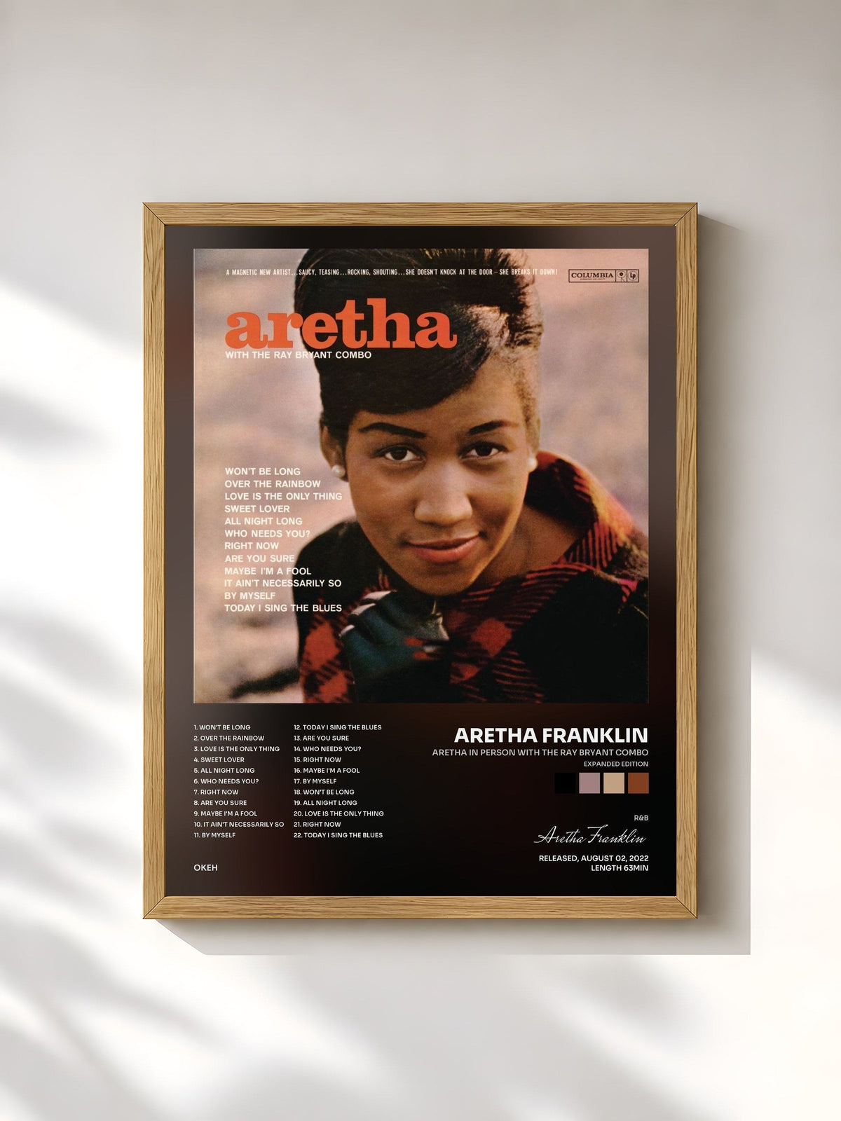 #bois Tableau de l'album Aretha In Person with The Ray Bryant Combo (Expanded Edition) de Aretha Franklin, cadre en bois brut, imprimé et encadré en France