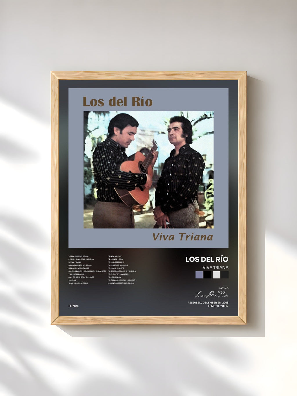 #bois Tableau de l'album Viva Triana de Los Del Río, cadre en bois brut, imprimé et encadré en France