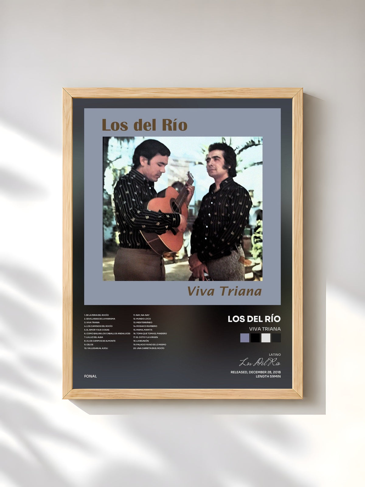 #bois Tableau de l'album Viva Triana de Los Del Río, cadre en bois brut, imprimé et encadré en France