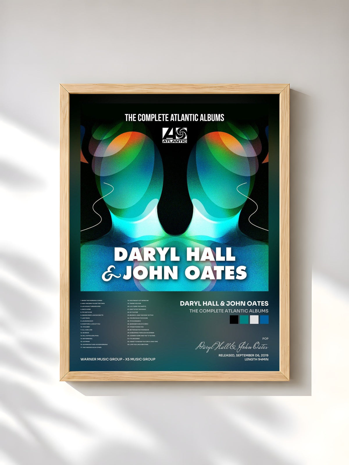 #bois Tableau de l'album The Complete Atlantic Albums de Daryl Hall & John Oates, cadre en bois brut, imprimé et encadré en France