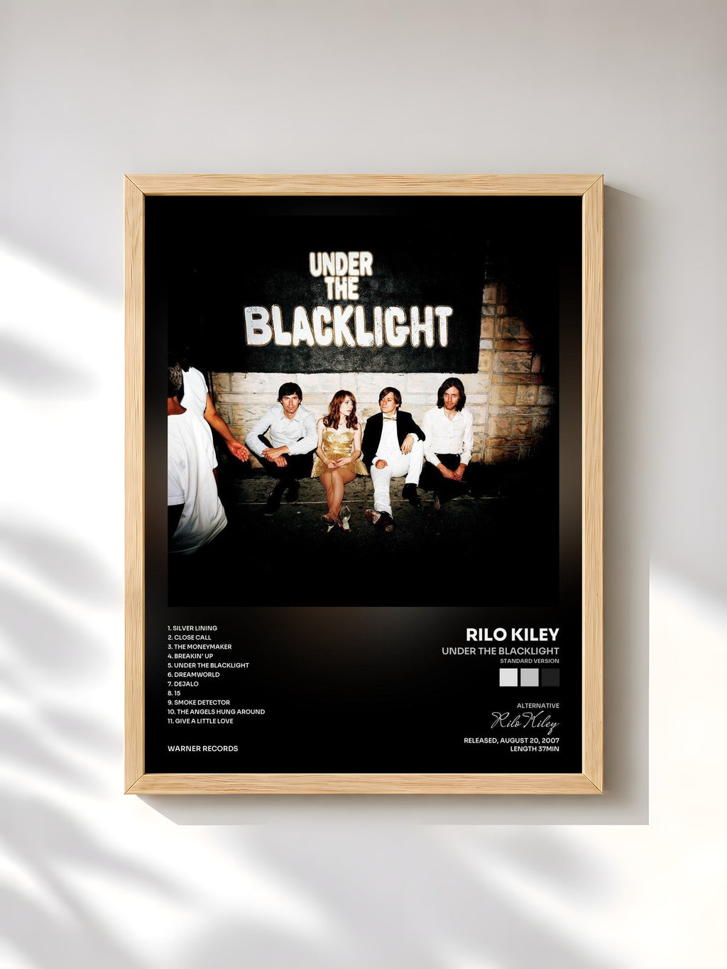 #bois Tableau de l'album Under The Blacklight (Standard Version) de Rilo Kiley, cadre en bois brut, imprimé et encadré en France