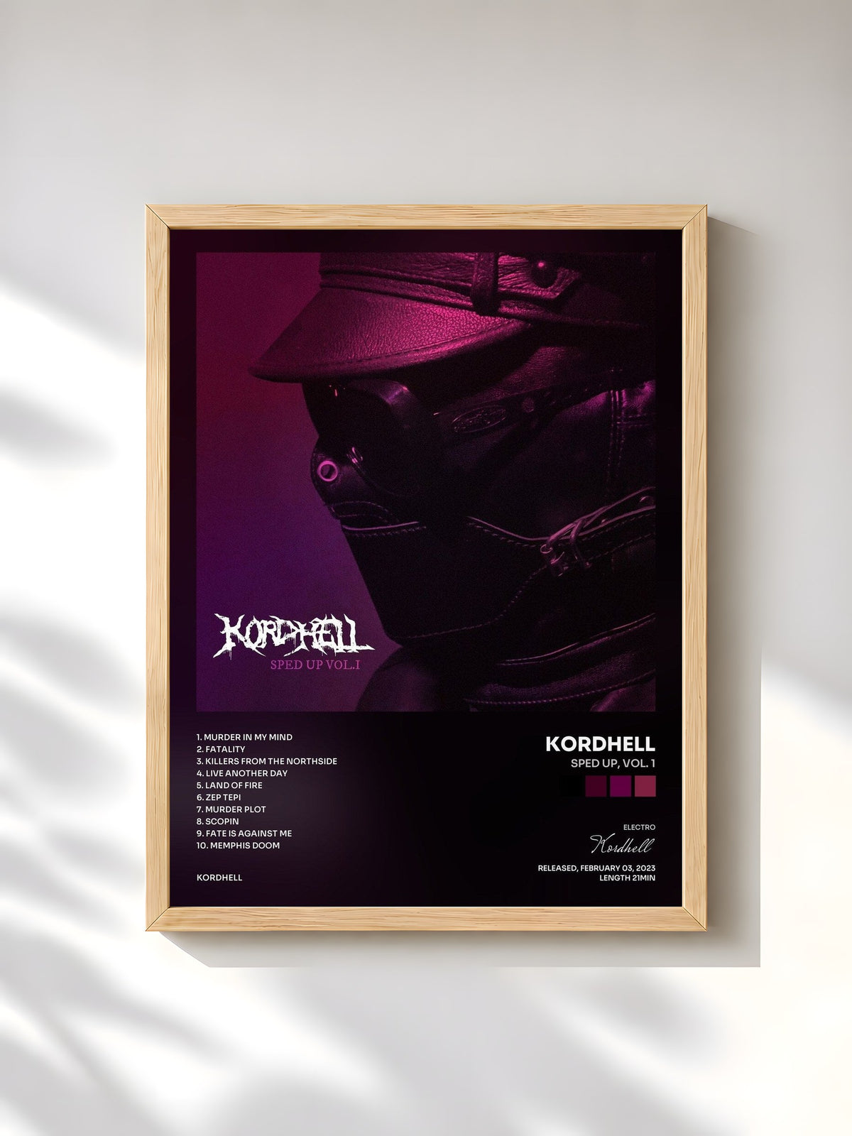 #bois Tableau de l'album Sped Up, Vol. 1 de Kordhell, cadre en bois brut, imprimé et encadré en France