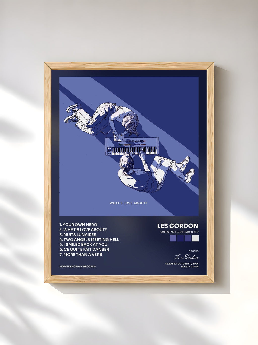#bois Tableau de l'album What's Love About? de Les Gordon, cadre en bois brut, imprimé et encadré en France